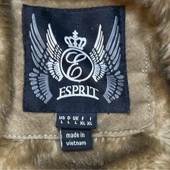 VTG Y2K Esprit Velveteen & Faux Fur Utility Jacket Retro Boho Earthy Size L - Picture 11 of 11